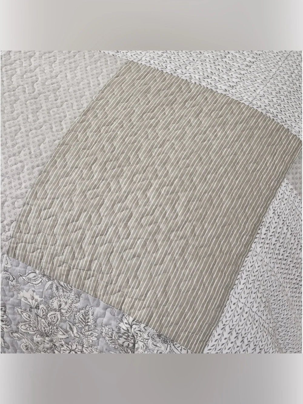 Neutral Patchwork Quilted Comforter Set - Home Bedding